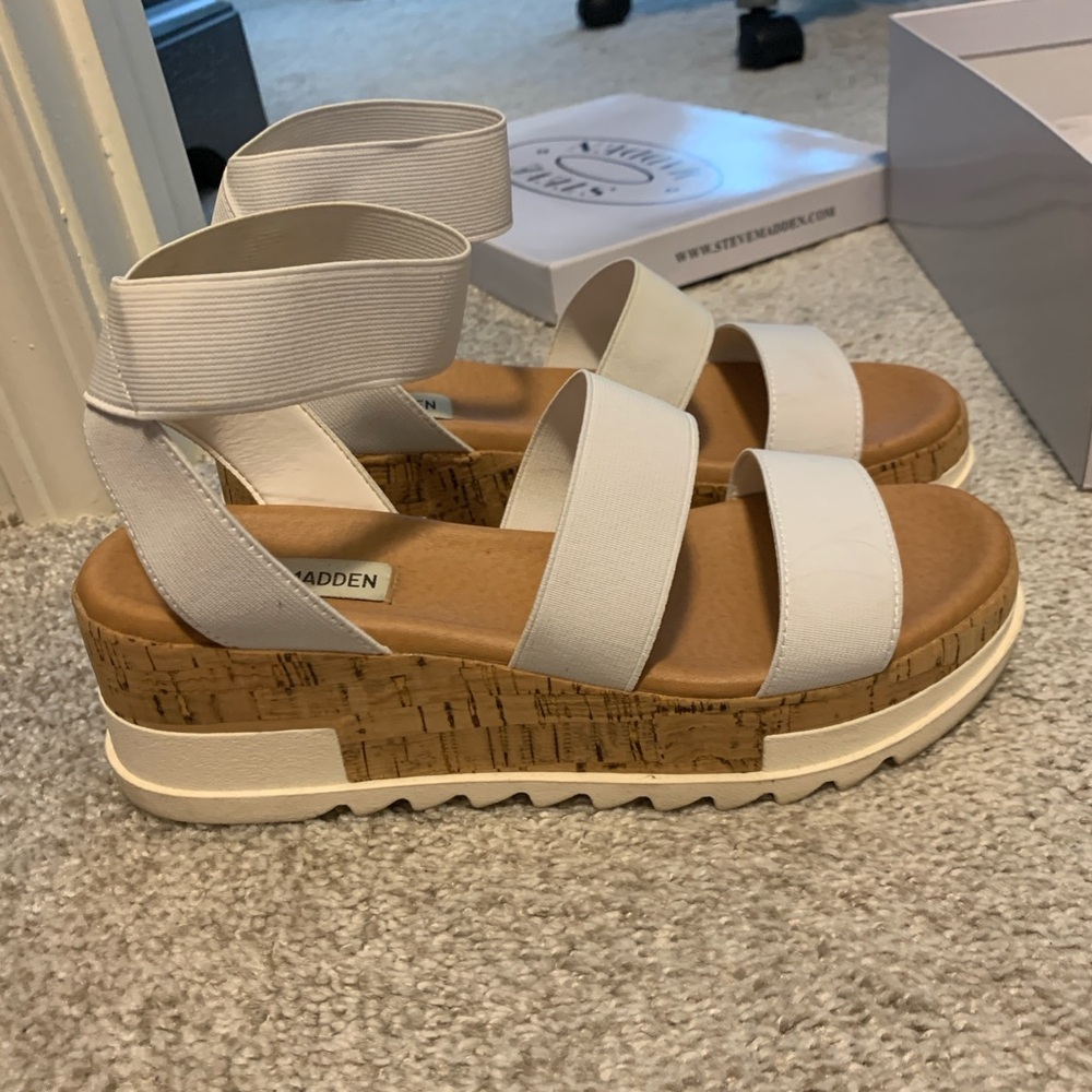 Steve Madden White Platform Sandals